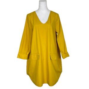 COS Women's Cotton Oversized Contemporary Dress Long Sleeve Size 12 Mustard